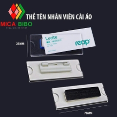 Bảng tên Mica Nam châm - Ghim cài, Thẻ tên mica đeo ngực, Bảng tên nhân viên cài áo, Mica trong suốt, 70x25mm
