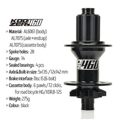 ĐÙM SAU XE ĐẠP KOOZER XR460 10x135 / 12x142 28C CỐI HG / XD / MS