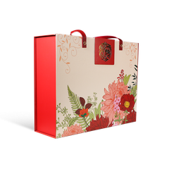 HỘP QUÀ HOA MẪU ĐƠN ĐỎ - QUAI DA