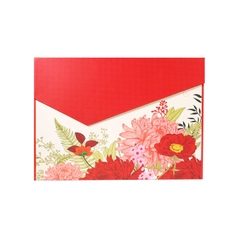 HỘP QUÀ HOA MẪU ĐƠN ĐỎ - NẮP CHÉO, KHAY 6 HŨ YẾN