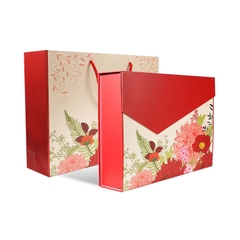 HỘP QUÀ HOA MẪU ĐƠN ĐỎ - NẮP CHÉO