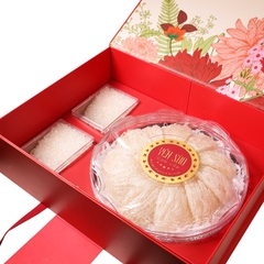 HỘP QUÀ HOA MẪU ĐƠN ĐỎ - QUAI DA