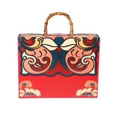 HỘP QUÀ YẾN VÂN LONG CÁT TƯỜNG, QUAI TRÚC - KHAY ĐỰNG HỘP HOA MAI 100G