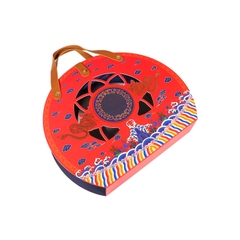 HỘP QUÀ/HỘP YẾN LƯỠNG LONG TRANH CHÂU - QUAI DA (Khay tròn/ Không túi)