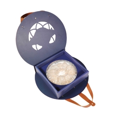 HỘP QUÀ/HỘP YẾN LƯỠNG LONG TRANH CHÂU - QUAI DA (Khay tròn/ Không túi)