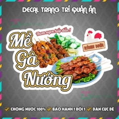 Decal MỀ GÀ NƯỚNG - Decal Dán Tường Trang Trí Quán Ăn, Trà Sữa, Cà Phê - Chống Thấm Nước, Chống Nắng, Cắt Sẵn