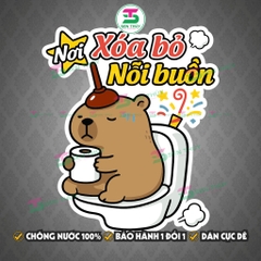 Miếng Dán Nắp Bồn Cầu Capybara - Decal Capybara, Capy Chống Nước, Bền Màu Trang Trí Nhà Tắm, Nhà Vệ Sinh, WC - WC002