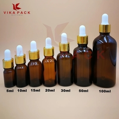 Chai lọ đựng tinh dầu nâu nắp bóp vàng