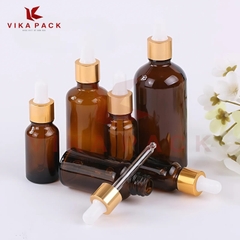 Chai lọ đựng tinh dầu nâu nắp bóp vàng