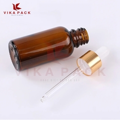 Chai lọ đựng tinh dầu nâu nắp bóp vàng