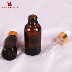 Chai lọ đựng tinh dầu nâu nắp bóp vàng
