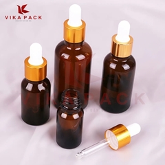 Chai lọ đựng tinh dầu nâu nắp bóp vàng
