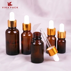 Chai lọ đựng tinh dầu nâu nắp bóp vàng