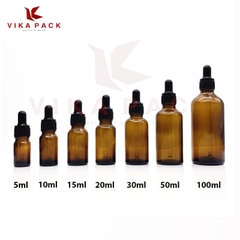 CHAI THỦY TINH ĐỰNG TINH DẦU MÀU NÂU NẮP BÓP NHỰA ĐEN