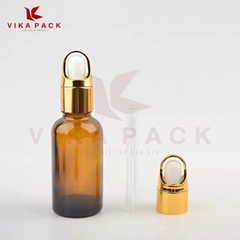 CHAI THỦY TINH ĐỰNG TINH DẦU MÀU NÂU NẮP VÀNH VÀNG