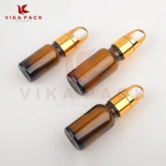 CHAI THỦY TINH ĐỰNG TINH DẦU MÀU NÂU NẮP VÀNH VÀNG