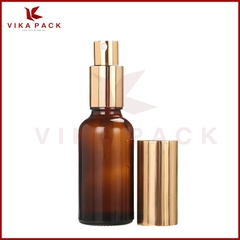 CHAI THỦY TINH ĐỰNG TINH DẦU MÀU NÂU NẮP XỊT XƯƠNG VÀNG