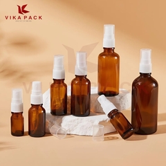 CHAI THỦY TINH ĐỰNG TINH DẦU MÀU NÂU NẮP XỊT XƯƠNG TRẮNG
