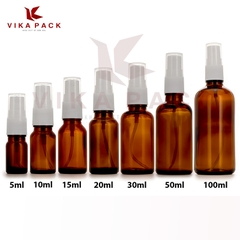 CHAI THỦY TINH ĐỰNG TINH DẦU MÀU NÂU NẮP XỊT XƯƠNG TRẮNG