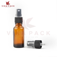 CHAI THỦY TINH ĐỰNG TINH DẦU NÂU NẮP XỊT XƯƠNG ĐEN