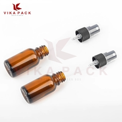 CHAI THỦY TINH ĐỰNG TINH DẦU NÂU NẮP XỊT XƯƠNG ĐEN