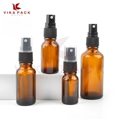 CHAI THỦY TINH ĐỰNG TINH DẦU NÂU NẮP XỊT XƯƠNG ĐEN