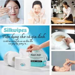 Combo 5 gói Khăn mặt khô Silkwipes 80 khăn/gói dùng 1 lần lau khô, lau ướt, Giấy lau mặt dùng một lần Silkwipes