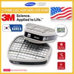 Combo 2 Phin Lọc Hơi Hữu Cơ 3M 6001 Tiêu Chuẩn Mỹ NIOSH Dùng Cho Mặt Nạ 3M Series 6000, 7000 - Chính Hãng SafeMall