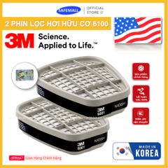 Combo 2 Phin Lọc Hơi Hữu Cơ 3M 6001 Tiêu Chuẩn Mỹ NIOSH Dùng Cho Mặt Nạ 3M Series 6000, 7000 - Chính Hãng SafeMall