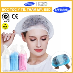Sỉ 100 Bọc Tóc Con Sâu Phòng Sạch, Mũ Trùm Vải Không Dệt Tĩnh Điện, Nón Y Tế, Thẩm Mỹ, Spa - Chính Hãng SAFEMALL