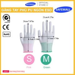 Găng tay phủ PU ngón trắng, Găng tay phòng sạch chống tĩnh điện ESD, Găng tay bảo hộ lao động - SAFEMALL Chính Hãng