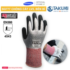 Găng tay bảo hộ chống cắt cấp độ 5 Takumi SG-777 phủ nitrile chống thấm dầu, độ bám dính cao - SAFEMALL Chính Hãng