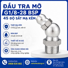 ĐẦU TRA MỠ G1/8-28 BSP 45 ĐỘ SẮT MẠ KẼM