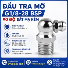 ĐẦU TRA MỠ G1/8-28 BSP 90 ĐỘ SẮT MẠ KẼM