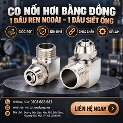 Co Nối Hơi Bằng Đồng – 1 Đầu Ren Ngoài & 1 Đầu Siết Ống