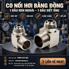 Co Nối Hơi Bằng Đồng – 1 Đầu Ren Ngoài & 1 Đầu Siết Ống