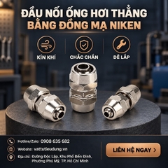 Đầu Nối Ống Hơi Thẳng Bằng Đồng – Hai Đầu Siết Ống