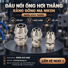 Đầu Nối Ống Hơi Thẳng Bằng Đồng – Hai Đầu Siết Ống