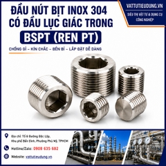 Đầu Nút Bịt Inox 304 Có Đầu Lục Giác Trong BSPT (Ren PT)