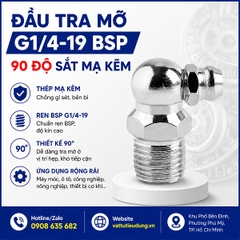 ĐẦU TRA MỠ G1/4-19 BSP 90 ĐỘ SẮT MẠ KẼM