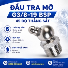ĐẦU TRA MỠ G3/8-19 BSP 45 ĐỘ  SẮT