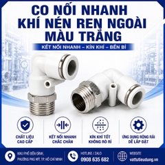 CO NỐI NHANH KHÍ NÉN REN NGOÀI MÀU TRẮNG