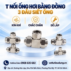 T Nối Ống Hơi Bằng Đồng – 3 Đầu Siết Ống