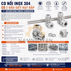 Co nối Inox 304 có 2 đầu siết hạt bắp