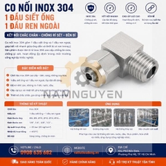 CO NỐI THÉP KHÔNG RỈ 304 – 1 ĐẦU SIẾT ỐNG VÀ 1 ĐẦU REN NGOÀI