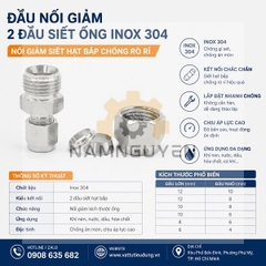 ĐẦU NỐI GIẢM 2 ĐẦU SIẾT ỐNG INOX 304