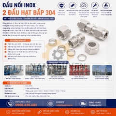 ĐẦU NỐI INOX 2 ĐẦU HẠT BẮP 304