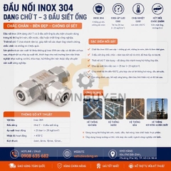 ĐẦU NỐI INOX 304 DẠNG CHỮ T – 3 ĐẦU SIẾT ỐNG