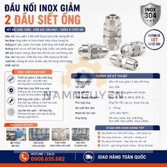 ĐẦU NỐI INOX GIẢM 2 ĐẦU SIẾT ỐNG