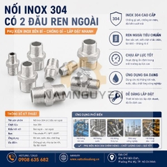 NỐI INOX 304 CÓ 2 ĐẦU REN NGOÀI